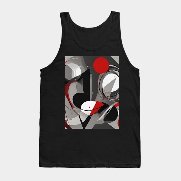 Red Black Gray White Abstraction For A Gift. Tank Top by EdwinPlenzler